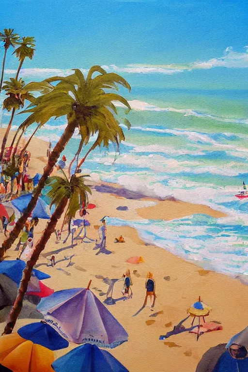 Image similar to Santa Monica Beach Painting, Beach Wall Decor
