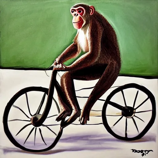 Image similar to a monkey riding a bike by dana regan