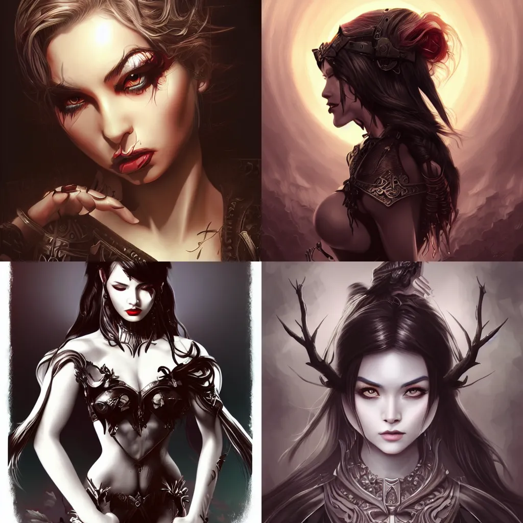 Prompt: a dark fantasy painting by artgerm, highly detailed, vector art