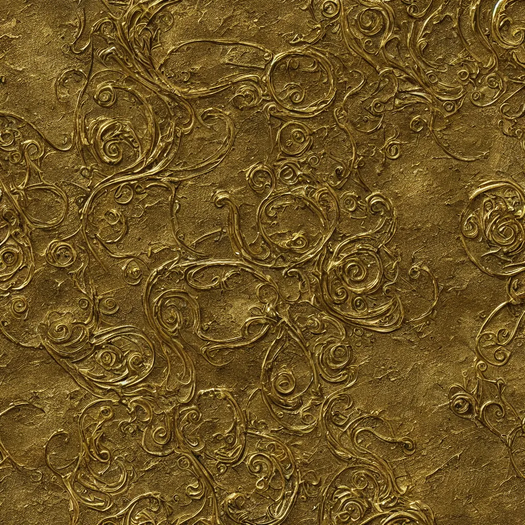 Image similar to seamless tileable texture of damaged metal gold, realistic, very detailed, beautiful, intricate details, sharp focus, substance designer, substance render, substance painter, marmoset, unreal engine, octane render