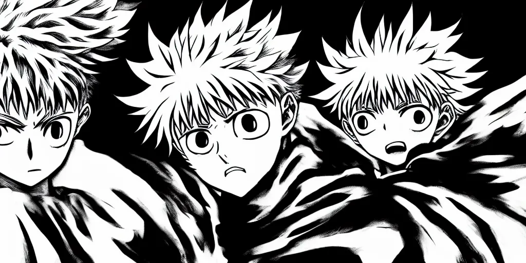 Image similar to killua zoldyck, berserk, 4 k resolution, comic style ， by miura kentaro, ultra detailed,