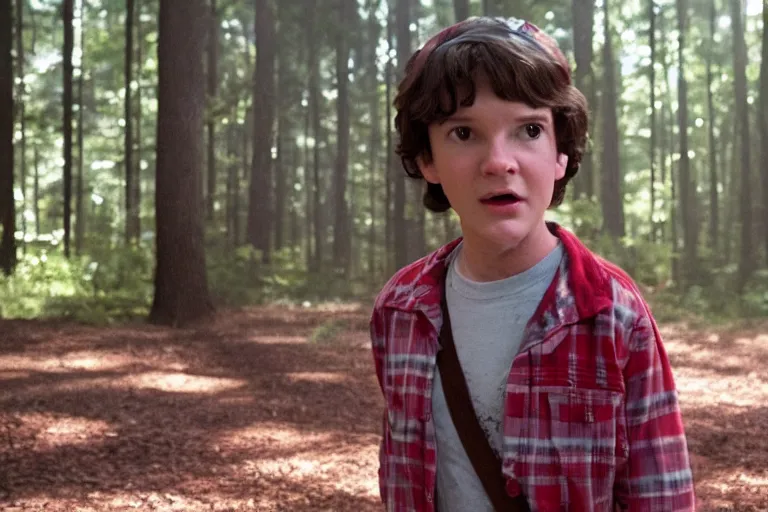 Image similar to film still of Henry Thomas (Elliot from ET) as Mikey in stranger things, 4k