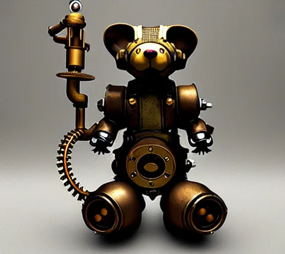 Image similar to steampunk ferret - shaped mech, steampunk bioshock - inspired ferret - shaped mechanical long rat