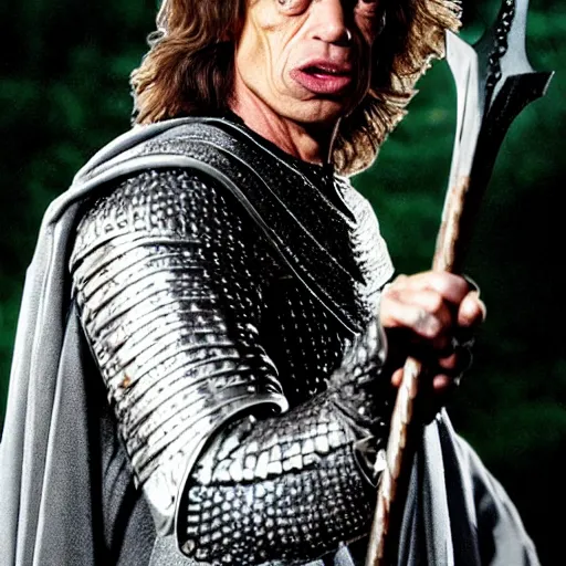 Image similar to Mick Jagger as a knight in Lord of the Rings