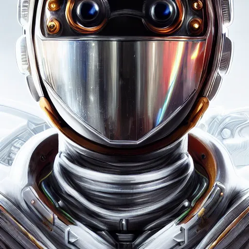 Prompt: portrait art of 8k ultra realistic retro futuristic ninja astronaut , galaxy reflected helmet , detailed intricate ornate armour,blade runner, cybernetic, full of colour, cinematic lighting, battered, trending on artstation, 4k, hyperrealistic, focused, extreme details,unreal engine 5, cinematic, masterpiece, art by ayami kojima, giger