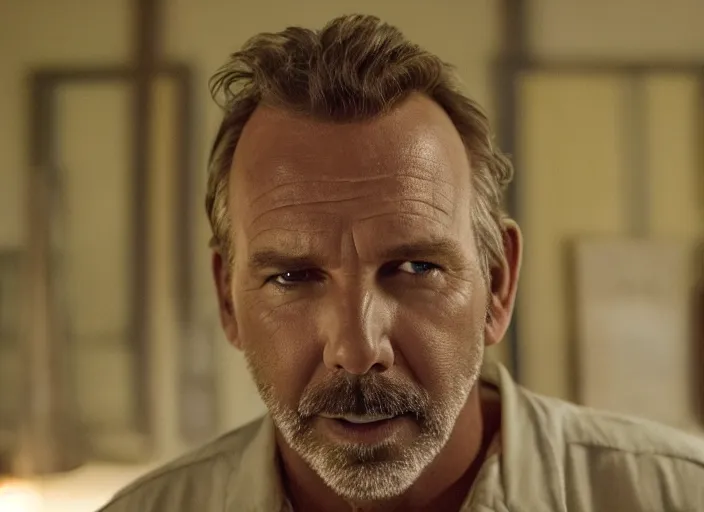 Image similar to film still of!!!!! kevin costner!!!!! as jim hopper in stranger things, 4 k