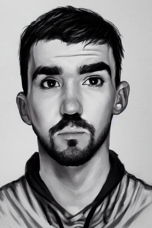 Image similar to Sean McLoughlin, Jacksepticeye, Irish Youtuber, solo portrait, gigachad, grayscale 🎨🖌️