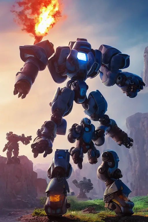 Image similar to mechwarrior 5 : mercenaries mech megaman transformer robot boss tank engine game octane render, 4 k, hd 2 0 2 2 3 d cgi rtx hdr style chrome reflexion glow fanart, global illumination ray tracing hdr fanart arstation by ian pesty by jesper ejsing pixar and disney unreal zbrush central hardmesh