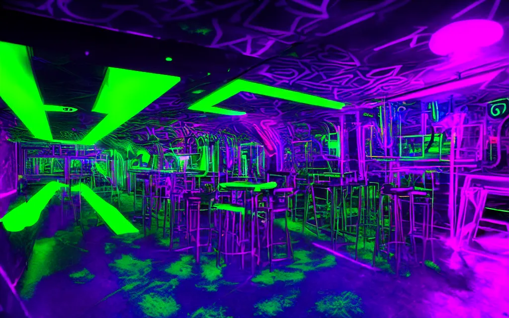 Prompt: blacklight neon nightclub by max chroma