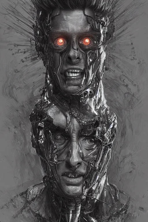 Prompt: realistic portrait beautiful concept art of home alone 2 movie scene when kevin mutate into cyborg. horror, created by gustave dore and greg rutkowski, high detailed, smooth draw, synthwave neon retro, intricate, trending on artstation.