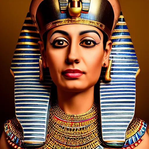 Prompt: A portrait of an Egyptian queen, photorealist, 4k, DSLR photograph