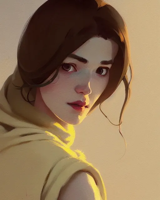 Image similar to cottagecore hyper - realistic portrait of a woman, persian daisy, by atey ghailan, by greg rutkowski, by greg tocchini, by james gilleard, by joe fenton, by kaethe butcher, dynamic lighting, gradient light yellow, brown, blonde cream and white color scheme, grunge aesthetic