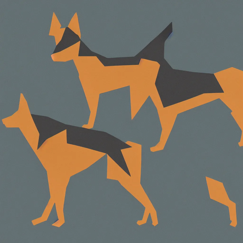 Image similar to illustration of chinese tangram of german shepherd figure, 2 d image