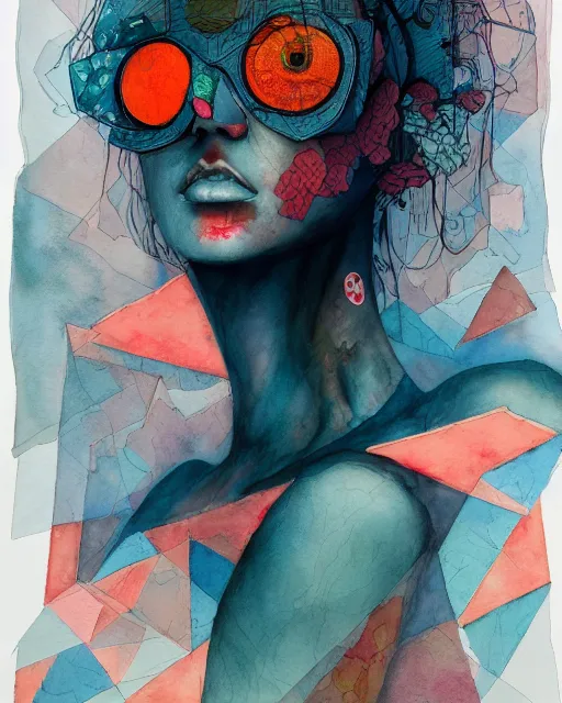 Image similar to mixed media, watercolor, a brutalist designed, vivid colours, cryptic, mystical, pop surrealism by james jean, juan gatti, atmospheric, trending on artstation. 8 k masterpiece.