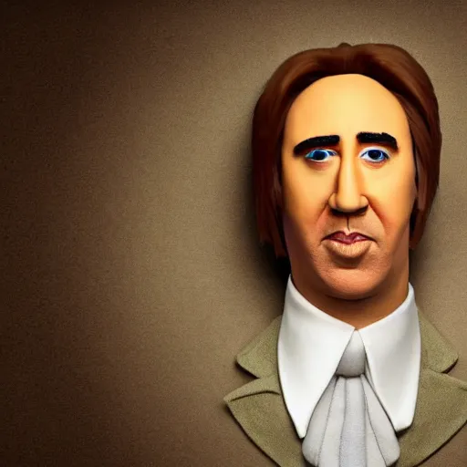 Image similar to nicholas cage as a muppet puppet portrait, cinematic, realistic photography