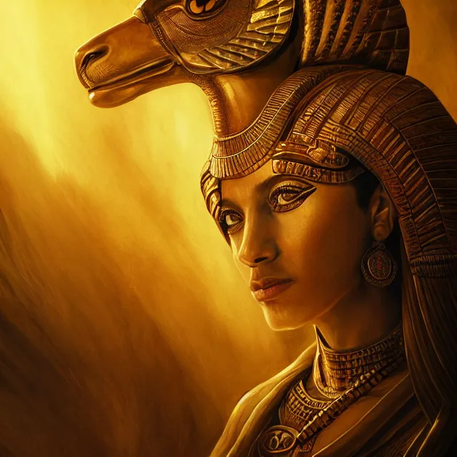 Prompt: majestic gracious egyptian god ra portrait, atmospheric lighting, painted, menacing, intricate, volumetric lighting, beautiful, rich deep colours masterpiece, golden hour, sharp focus, ultra detailed, by leesha hannigan, ross tran, thierry doizon, kai carpenter, ignacio fernandez rios