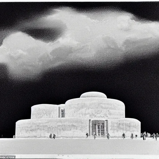 Image similar to clouds shaped like the second temple in jerusalem, the beis hamikdash surrealism