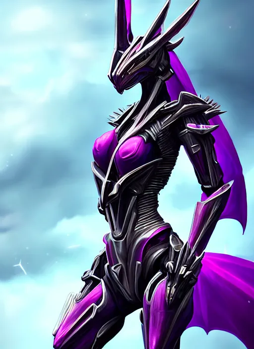 Image similar to cinematic, hyperdetailed elegant beautiful stunning giantess anthropomorphic mecha hot female dragon goddess, sharp spines, sharp metal ears, smooth purple eyes, smooth fuschia skin, silver armor, bigger than galaxy, epic proportions, epic scale, macro giantess, warframe, destiny, furry, dragon art, goddess art, giantess art, furaffinity, octane