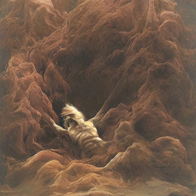 Image similar to Boreas by Zdzisław Beksiński, oil on canvas