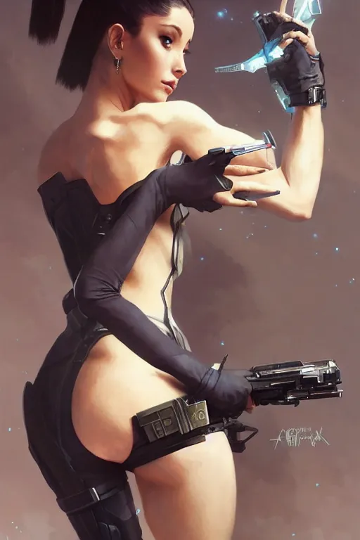 Image similar to ariana grande as aeon flux profile picture by Greg Rutkowski, dynamic pose, intricate, futuristic, fantasy, elegant, by Stanley Artgerm Lau, greg rutkowski, thomas kindkade, alphonse mucha, loish, norman Rockwell,