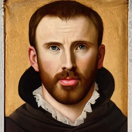 Prompt: a renaissance style portrait painting of Chris Evans