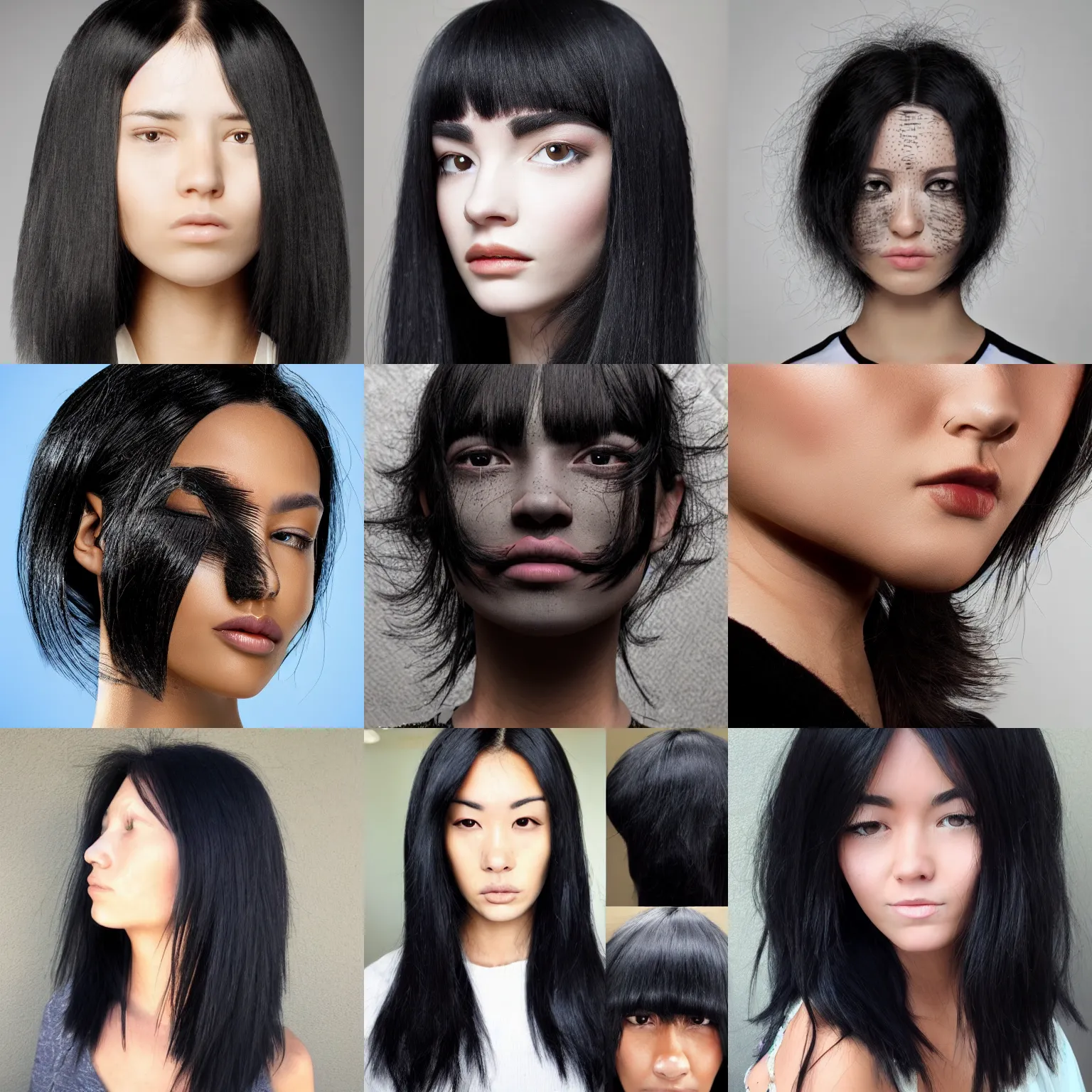 Prompt: human face black hair
