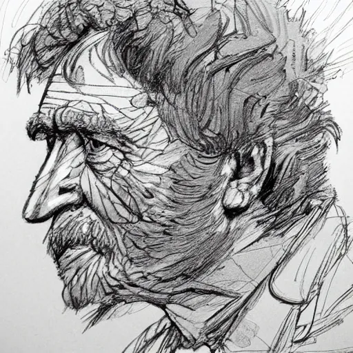 Prompt: a realistic yet scraggly portrait sketch of the side profile of a stern and sophisticated muriel bagge, trending on artstation, intricate details, in the style of frank auerbach, in the style of sergio aragones, in the style of martin ansin, in the style of david aja, in the style of mattias adolfsson