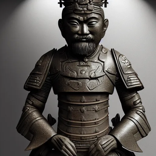 Prompt: japanese samurai stone sculpture, highly detailed, photorealistic portrait, bright studio setting, studio lighting, crisp quality and light reflections, unreal engine 5 quality render