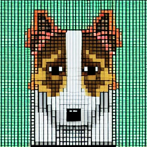Prompt: cute collie dog, pixelart