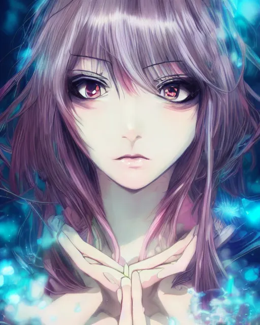 Image similar to anime illustration of a woman entranced, portrait, bewitched, mesmerized, hypnotized, highly detailed, dramatic lighting, cinematic composition, concept art, sharp focus, colorful, photorealistic