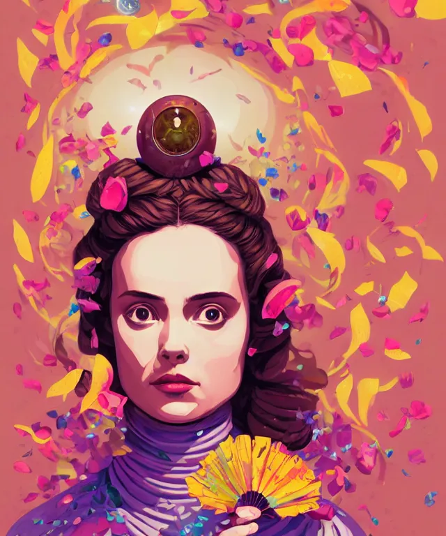 Image similar to delirium portrait of padme amidala, by petros afshar, ross tran, peter mohrbacher, tom whalen, flower petals, bubbly scenery, radiant light