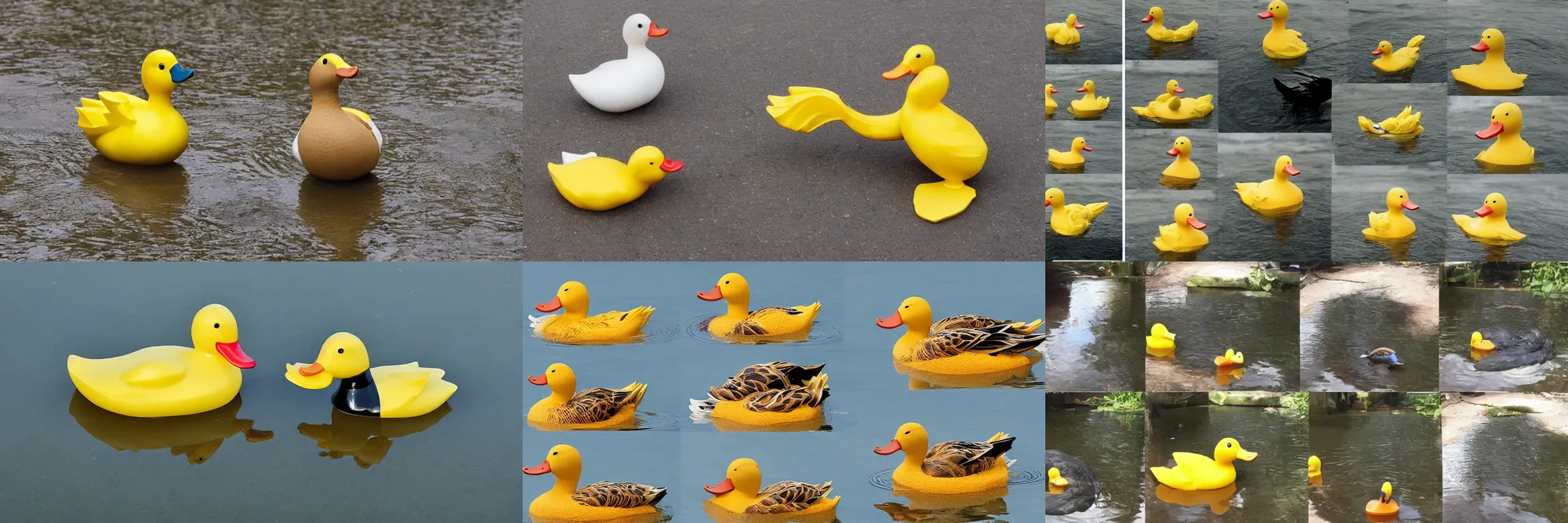 Prompt: transformation of a duck to a rubber duck