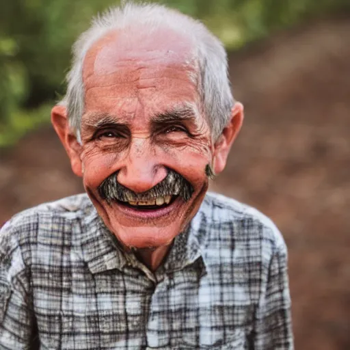 Prompt: a smiling old man hidden under dirt