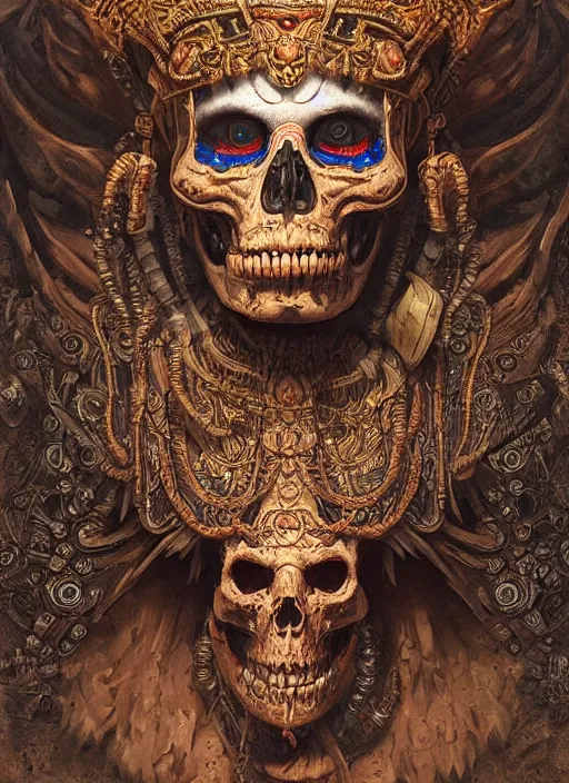 Image similar to digital _ painting _ of _ cizkin god of death mayan _ by _ filipe _ pagliuso _ and _ justin _ gerard _ symmetric _ fantasy _ highly _ detailed _ realistic _ intricate _ port