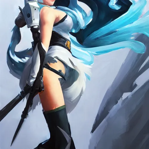 Image similar to greg manchess portrait painting of the rwby weiss schnee as overwatch character, medium shot, asymmetrical, profile picture, organic painting, sunny day, matte painting, bold shapes, hard edges, street art, trending on artstation, by huang guangjian and gil elvgren and sachin teng