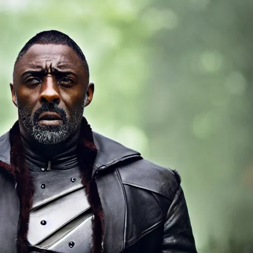 Prompt: film still of Idris Elba as Blade, vampire hunter in new Blade film