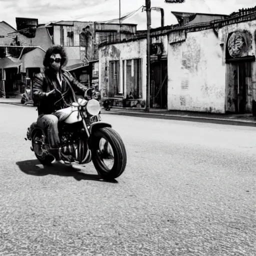 Image similar to lennon on a motorcycle in born to be wild cinematic 3d 8k