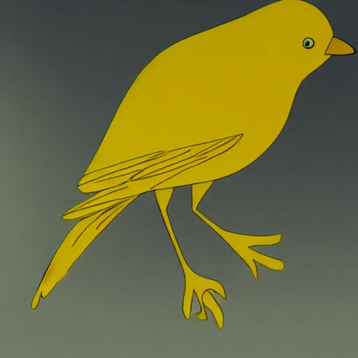 Image similar to yellow bird character with dot eyes, from adventure time,