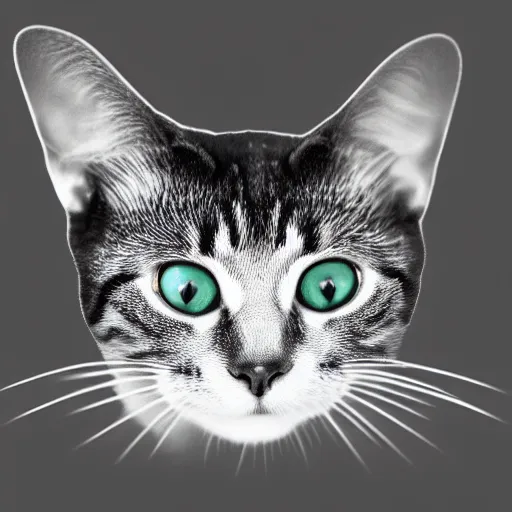 Prompt: x - ray of cat that ate headphones