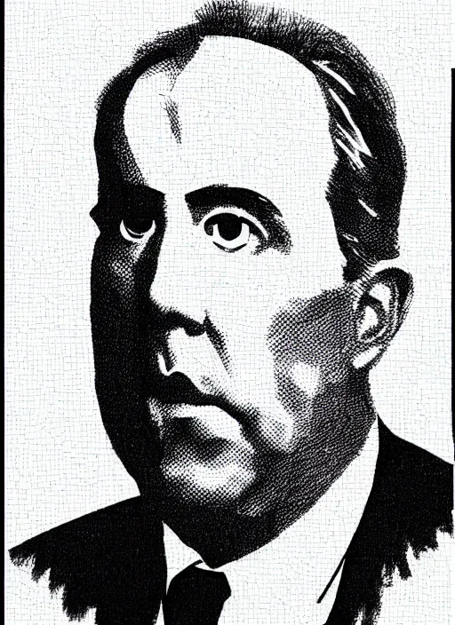 Prompt: portrait of niels bohr, penned with black ink, smooth lines, stipples, smooth, on white