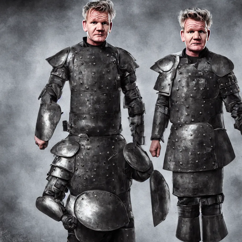 Image similar to gordon ramsay wearing combat armor, soviet russia, very detailed, realistic, 4 k