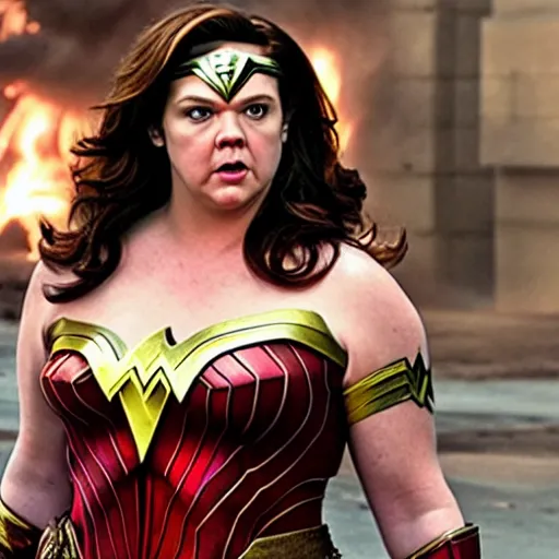 Prompt: melissa mccarthy as wonder woman