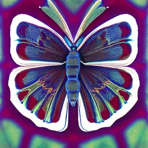 Prompt: macro autochrome illustration of pined butterfly, centered, symmetry