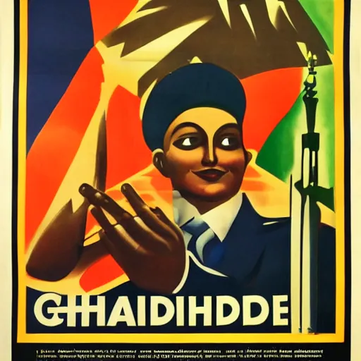 Image similar to propaganda posters of ghandiin the style of the german 1 9 4 0's recruitment posters, evil, 4 k