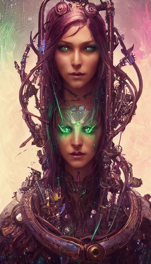 Image similar to cyberpunk angry gorgeous elven queen, neon, fibonacci, sweat drops, insane, intricate, highly detailed, digital painting, artstation, concept art, smooth, sharp focus, illustration, Unreal Engine 5, 8K, art by artgerm and greg rutkowski and alphonse mucha