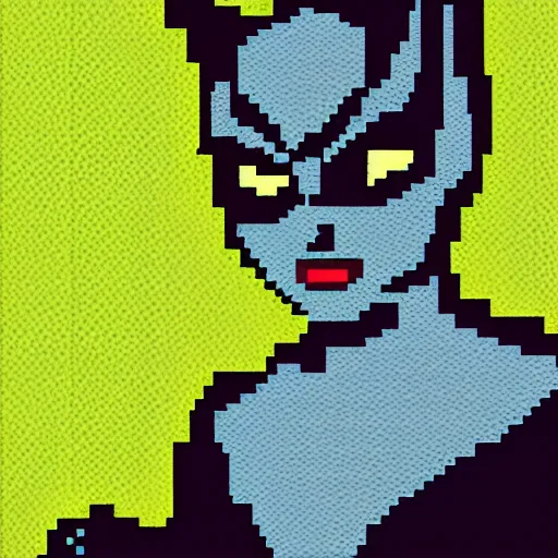 Image similar to catwoman, pixel art