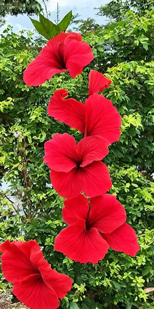 Prompt: a hibiscus plant made of fire