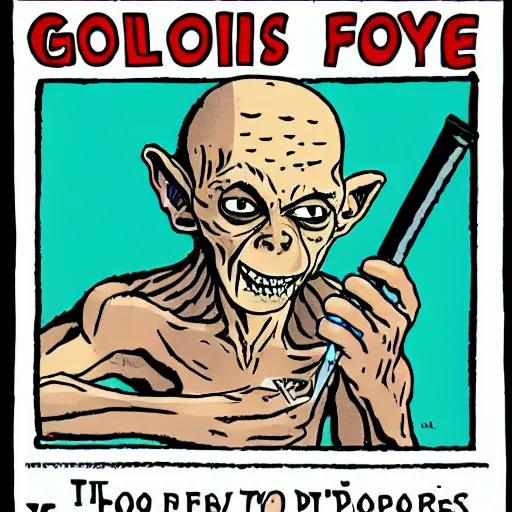 Image similar to gollum smokes cigarette