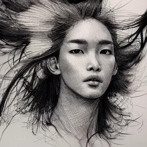 Image similar to a stunning portrait by Kim Jung GI, hyper-detailed masterpiece