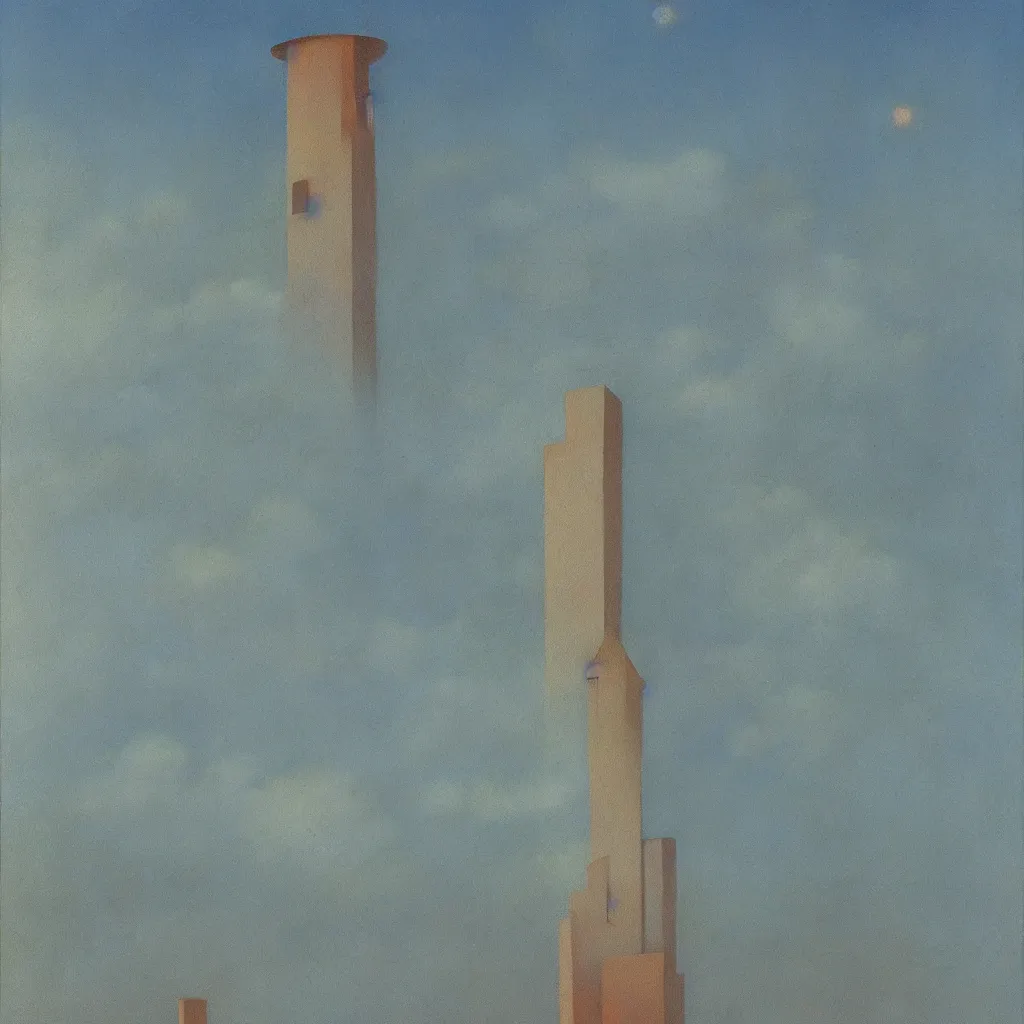 Prompt: a single! colorful! fungus tower clear empty sky, a high contrast!! ultradetailed painting by harry watrous, hard lighting, masterpiece,